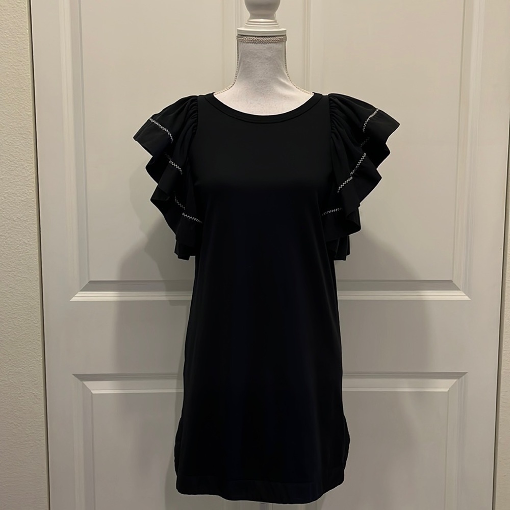 See by Chloe Black Mini Dress with Ruffle Sleeves